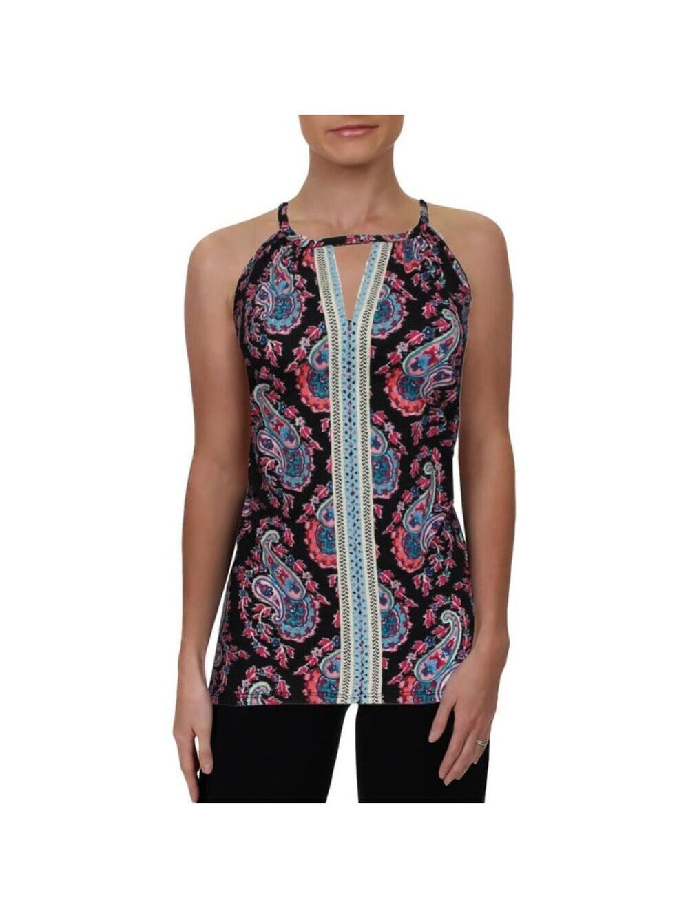 New Single Thread Women's‎ Printed Paisley Embroidered Halter Top Size XL